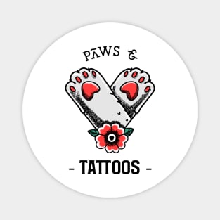 Paws and Tattoos White Magnet